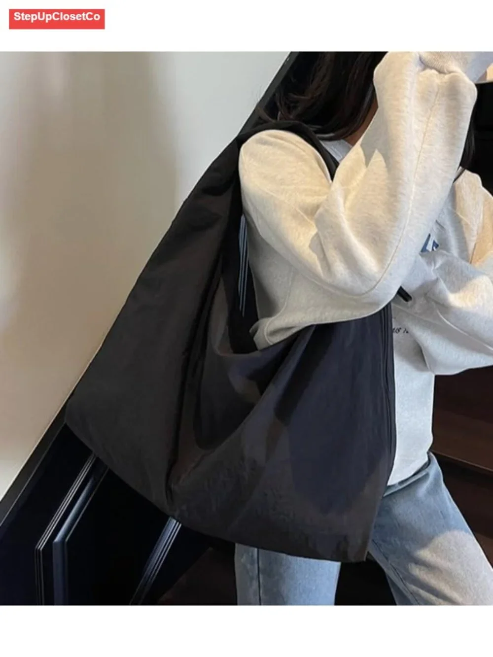 Slouchy Hobo Tote Bag for Women Nylon Shoulder Handbag Large Travel Sport